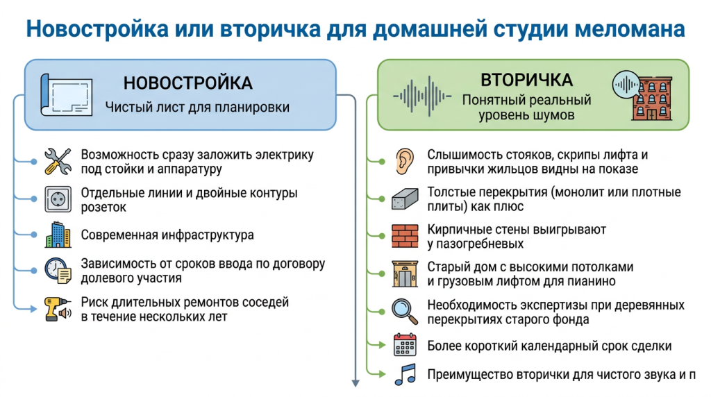 Новостройка или вторичка для домашней студии меломана